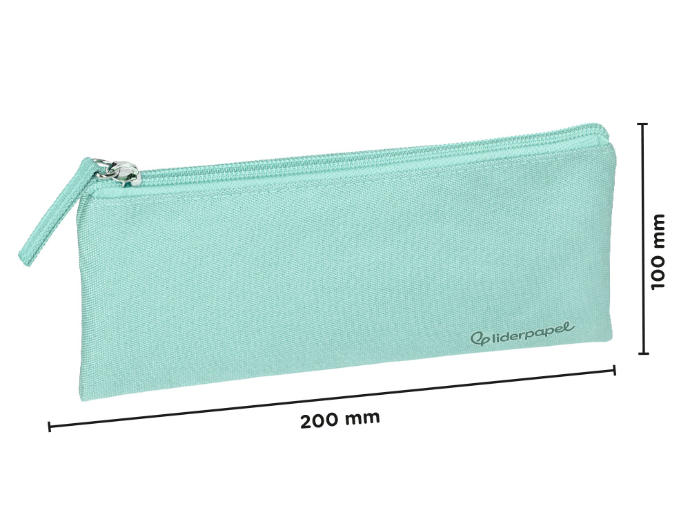 ESTUCHE PORTATODO LIDERPAPEL PLANO ANCHO UNA CREMALLERA 200X100 MM VERDE MANZANA