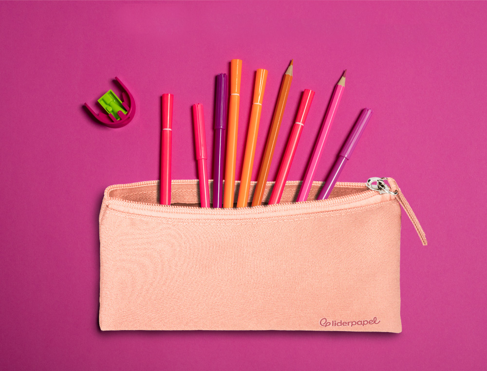 ESTUCHE PORTATODO LIDERPAPEL PLANO ANCHO UNA CREMALLERA 200X100 MM ROSA