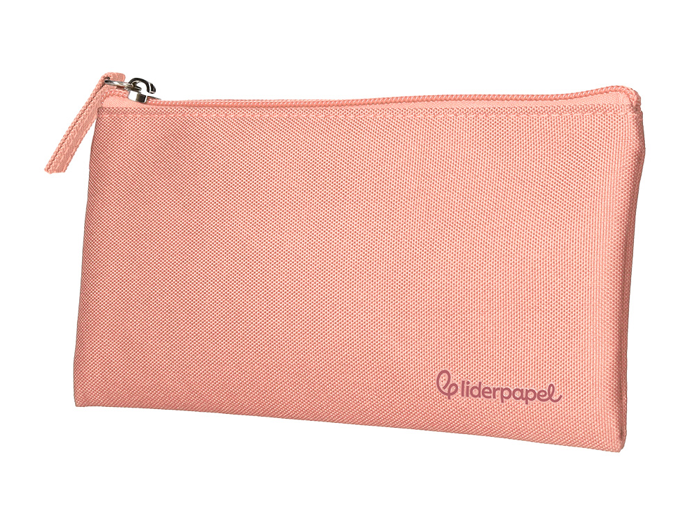 ESTUCHE PORTATODO LIDERPAPEL PLANO ANCHO UNA CREMALLERA 200X100 MM ROSA