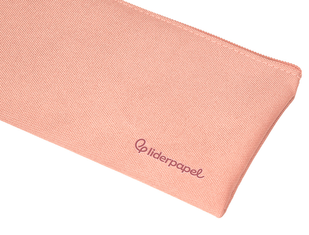 ESTUCHE PORTATODO LIDERPAPEL PLANO ANCHO UNA CREMALLERA 200X100 MM ROSA
