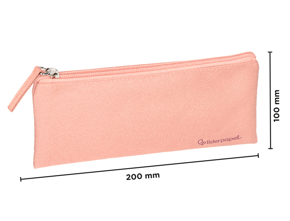 ESTUCHE PORTATODO LIDERPAPEL PLANO ANCHO UNA CREMALLERA 200X100 MM ROSA