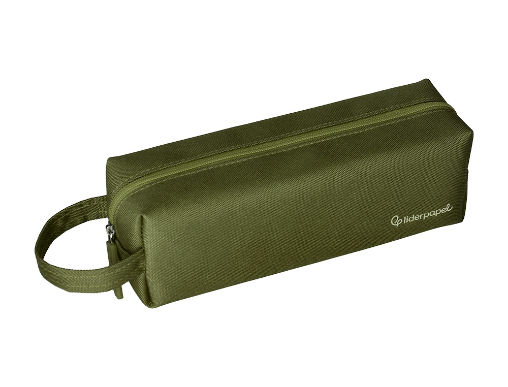 ESTUCHE PORTATODO LIDERPAPEL CLASSIC RECTANGULAR CON ASA 210X70MM VERDE MILITAR