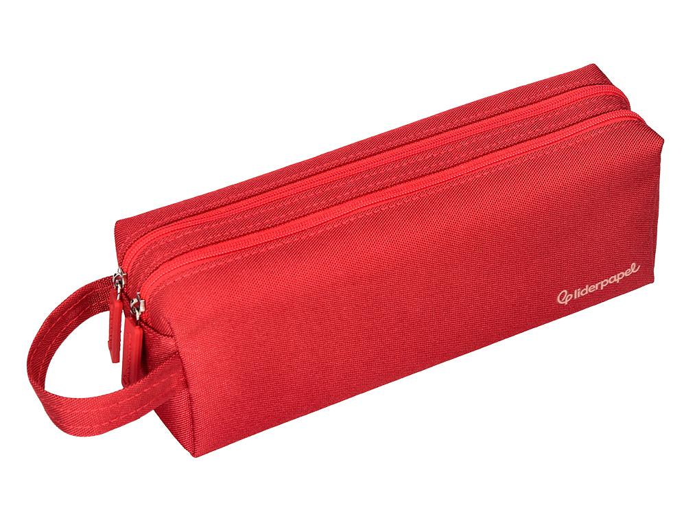 ESTUCHE PORTATODO LIDERPAPEL CLASSIC RECTANGULAR CON ASA 2 CREMALLERAS 210 X80MM ROJO