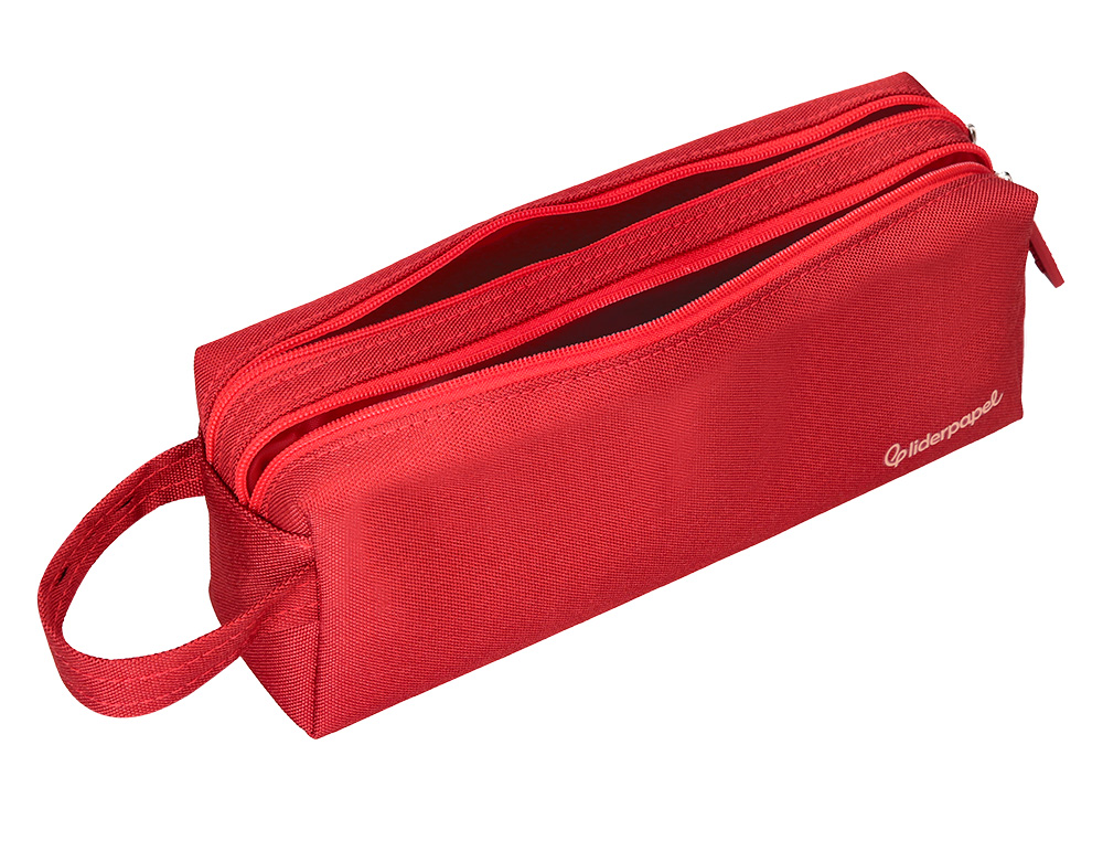 ESTUCHE PORTATODO LIDERPAPEL CLASSIC RECTANGULAR CON ASA 2 CREMALLERAS 210 X80MM ROJO