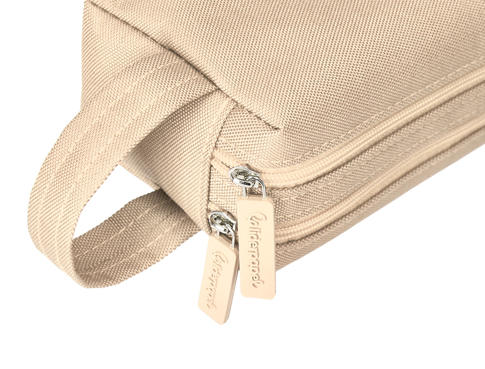 ESTUCHE PORTATODO LIDERPAPEL CLASSIC RECTANGULAR CON ASA 2 CREMALLERAS 210 X80MM CREMA