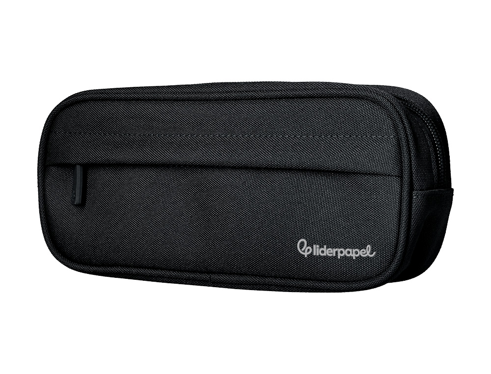 ESTUCHE PORTATODO LIDERPAPEL CLASSIC OVALADO 2 CREMALLERAS CON BOLSILLO DELANTERO 210X90MM NEGRO