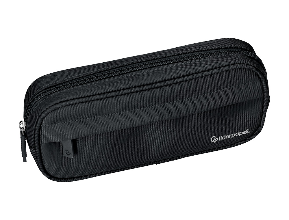 ESTUCHE PORTATODO LIDERPAPEL CLASSIC OVALADO 2 CREMALLERAS CON BOLSILLO DELANTERO 210X90MM NEGRO