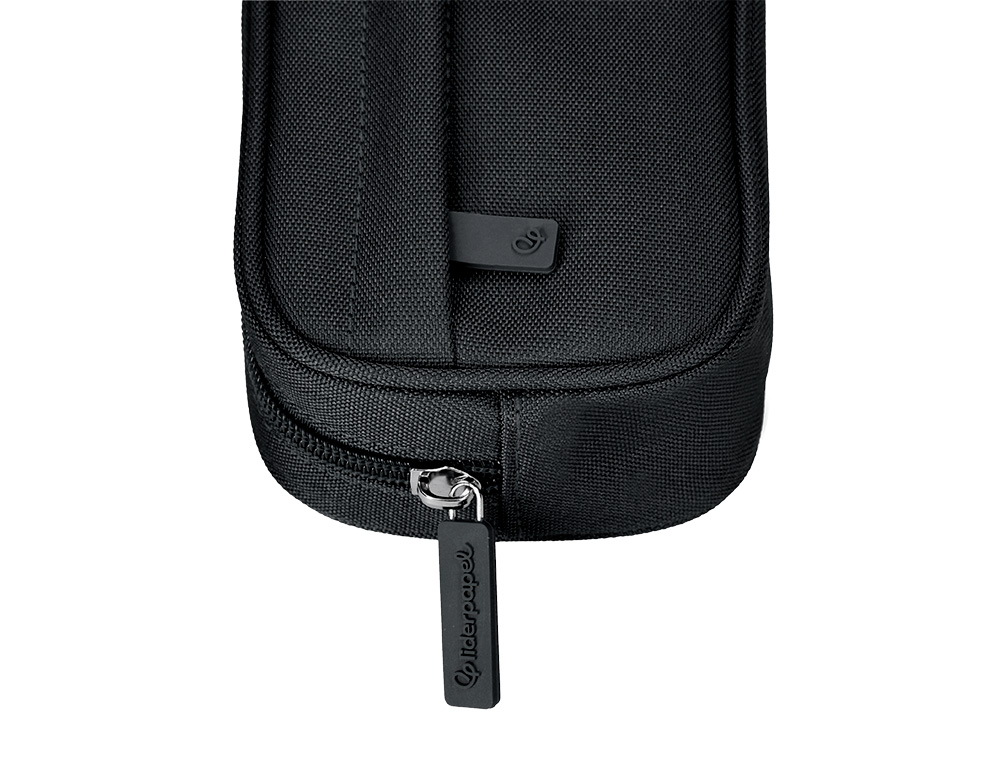 ESTUCHE PORTATODO LIDERPAPEL CLASSIC OVALADO 2 CREMALLERAS CON BOLSILLO DELANTERO 210X90MM NEGRO