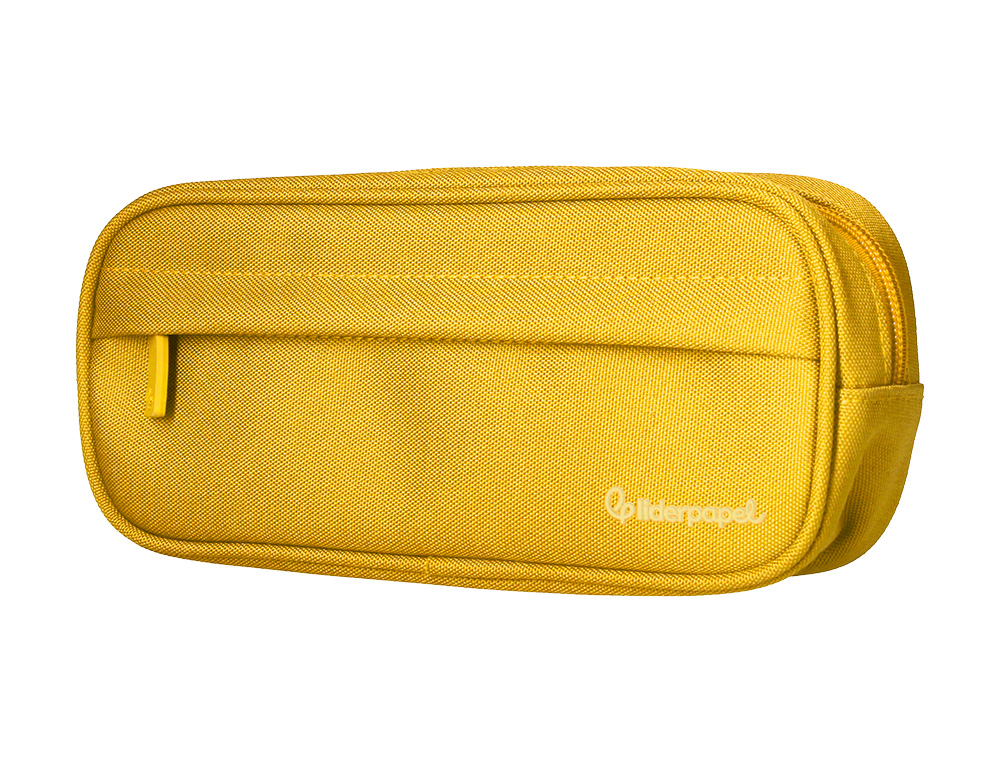 ESTUCHE PORTATODO LIDERPAPEL CLASSIC OVALADO 2 CREMALLERAS CON BOLSILLO DELANTERO 210X90MM AMARILLO