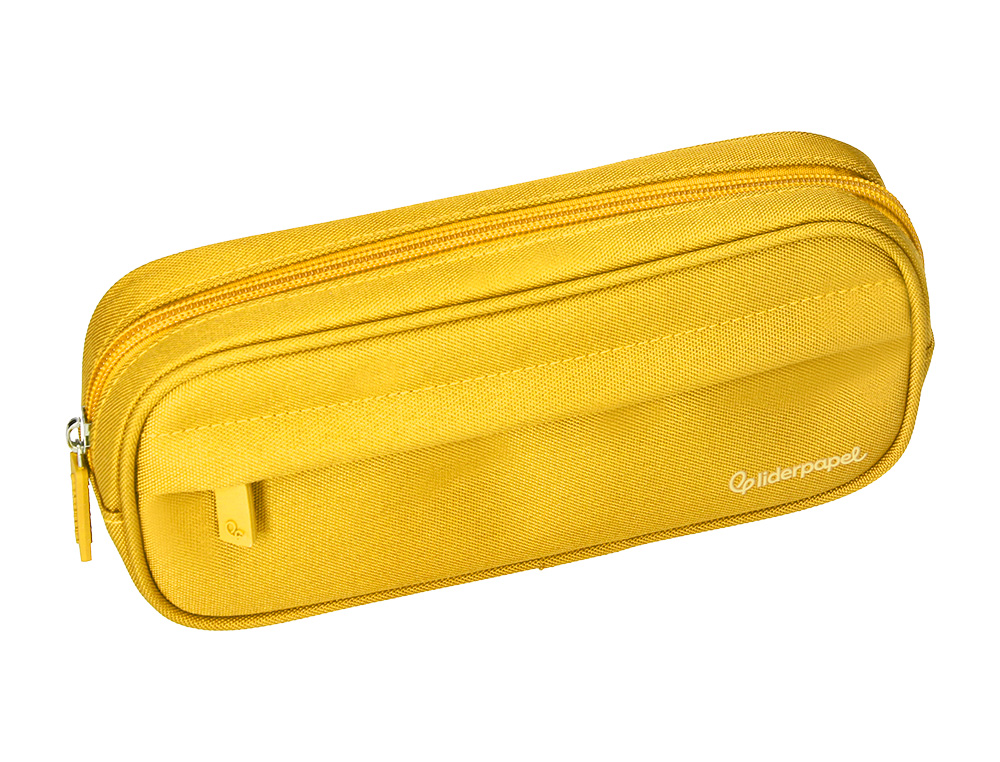 ESTUCHE PORTATODO LIDERPAPEL CLASSIC OVALADO 2 CREMALLERAS CON BOLSILLO DELANTERO 210X90MM AMARILLO