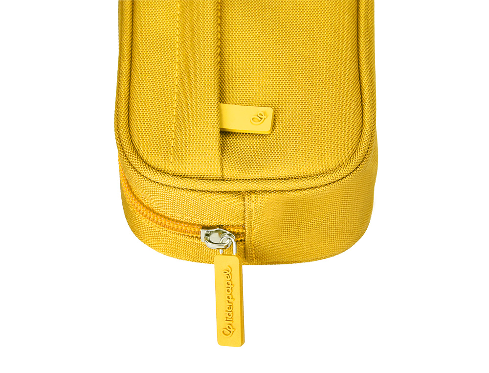 ESTUCHE PORTATODO LIDERPAPEL CLASSIC OVALADO 2 CREMALLERAS CON BOLSILLO DELANTERO 210X90MM AMARILLO