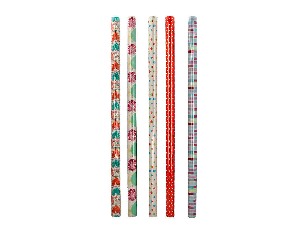 PAPEL DE REGALO LIDERPAPEL TODO AO ROLLO ANCHO 70 CM LONGITUD 2 MT GRAMAJE 60 GR DISEOS SURTIDOS C-2024