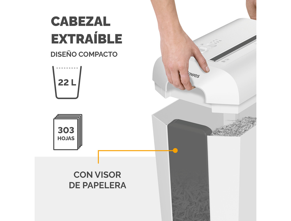 DESTRUCTORA DE DOCUMENTOS FELLOWES LX65 CAPACIDAD 10H SEGURIDAD P4 DESTRUYE GRAPAS CLIPS Y TARJETAS