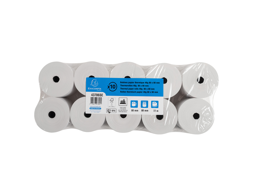 ROLLO SUMADORA EXACOMPTA TERMICO 80X80 MM 48 G/M2 SIN BPA