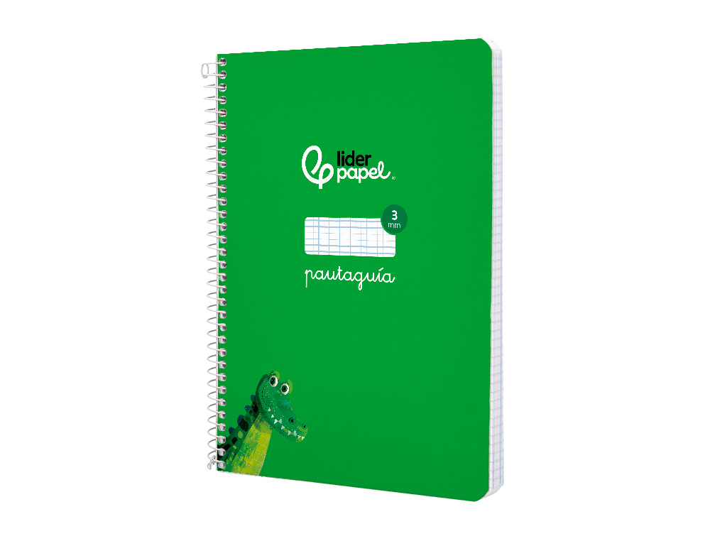 CUADERNO ESPIRAL LIDERPAPEL A5 PAUTAGUIA TAPA BLANDA 40H 75GR CUADRO PAUTADO 3MM COLOR VERDE