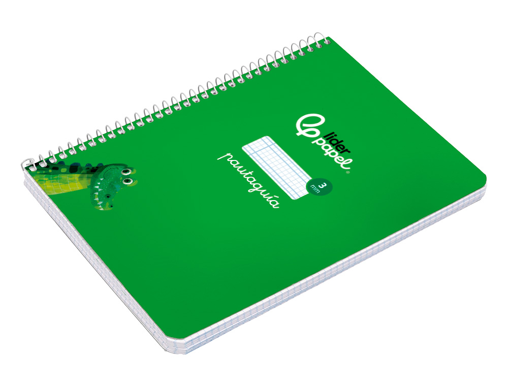 CUADERNO ESPIRAL LIDERPAPEL A5 PAUTAGUIA TAPA BLANDA 40H 75GR CUADRO PAUTADO 3MM COLOR VERDE