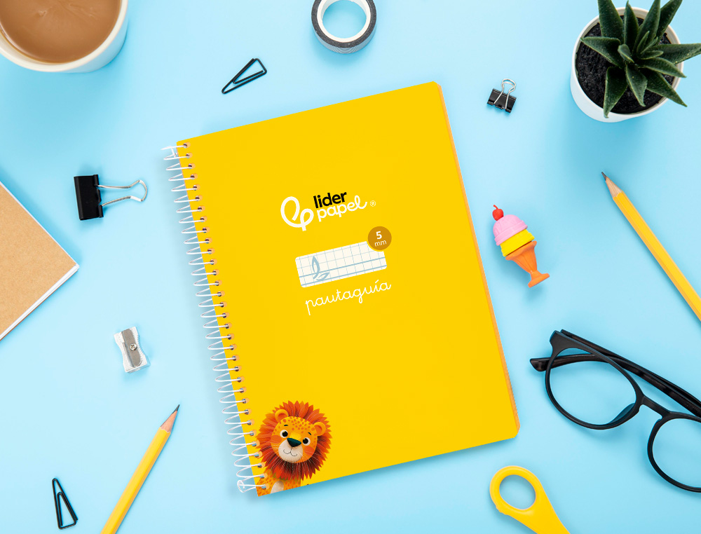 CUADERNO ESPIRAL LIDERPAPEL A5 PAUTAGUIA TAPA BLANDA 40H 75 GR CUADRO PAUTADO 5MM COLOR AMARILLO