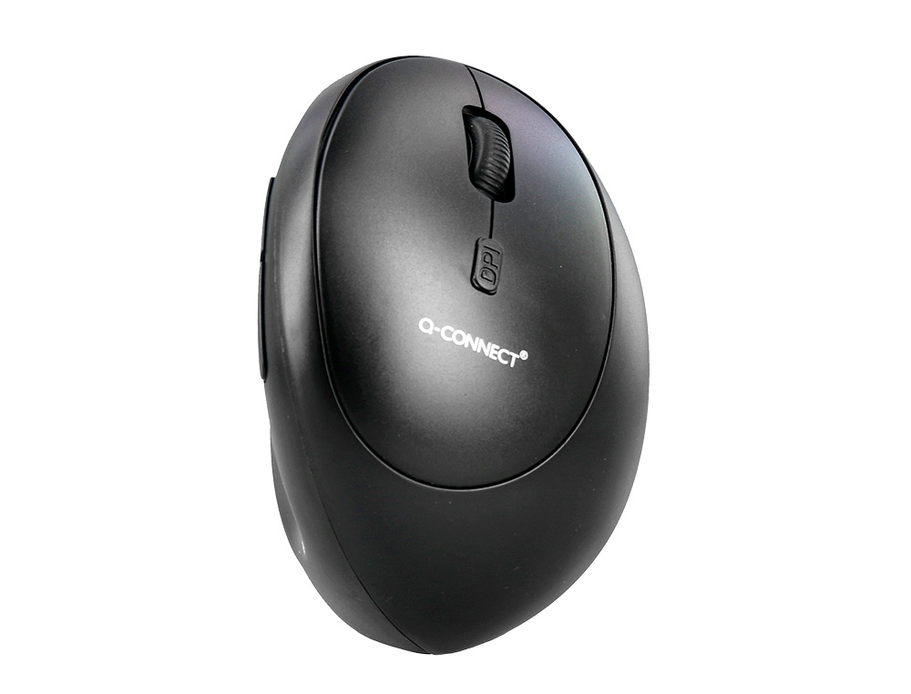RATON Q-CONNECT OPTICO INALAMBRICO ERGONOMICO VERTICAL DPI 800/1200/1600 PILA AA NEGRO
