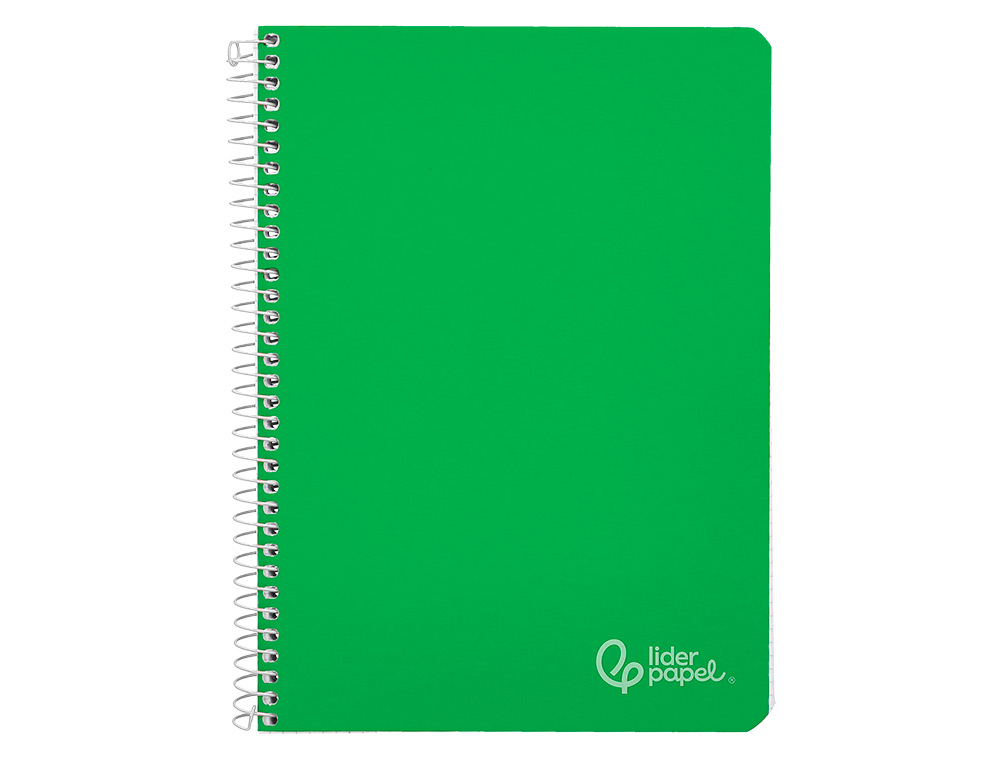 CUADERNO ESPIRAL LIDERPAPEL A4 WITTY TAPA DURA 80H 90GR CUADRO 4MM CON MARGEN COLOR VERDE