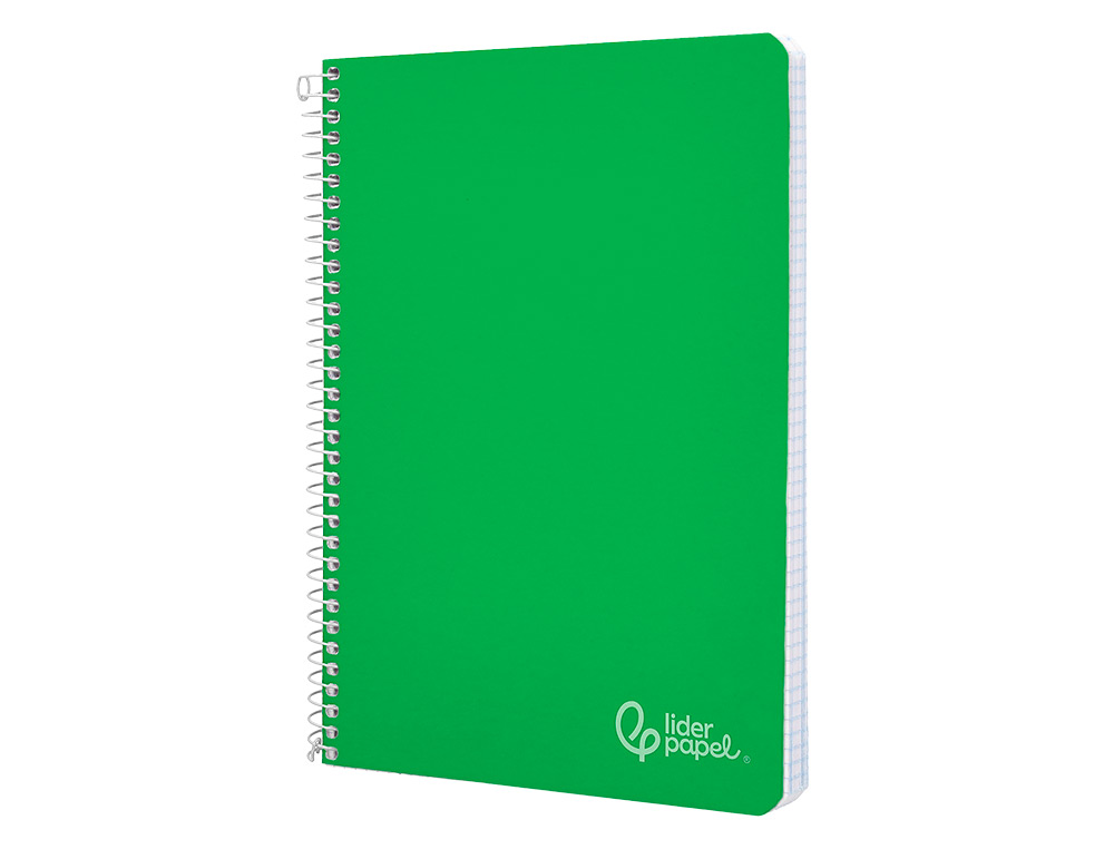 CUADERNO ESPIRAL LIDERPAPEL A4 WITTY TAPA DURA 80H 90GR CUADRO 4MM CON MARGEN COLOR VERDE