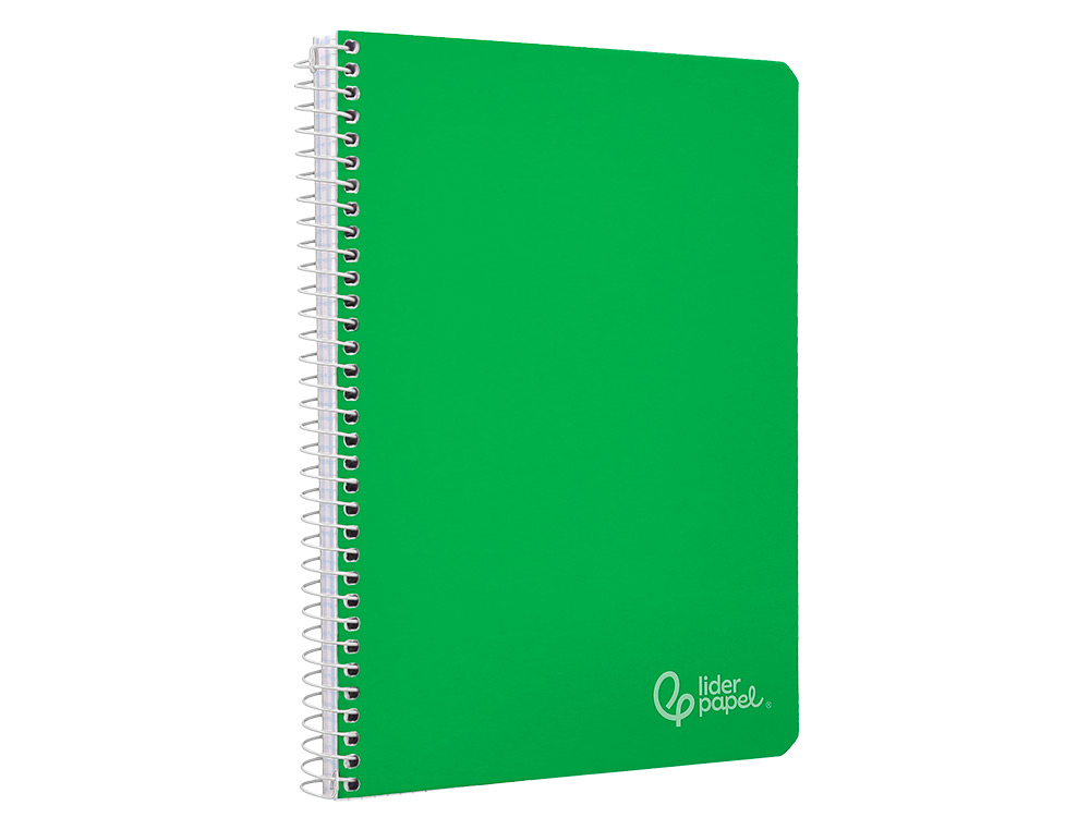 CUADERNO ESPIRAL LIDERPAPEL A4 WITTY TAPA DURA 80H 90GR CUADRO 4MM CON MARGEN COLOR VERDE