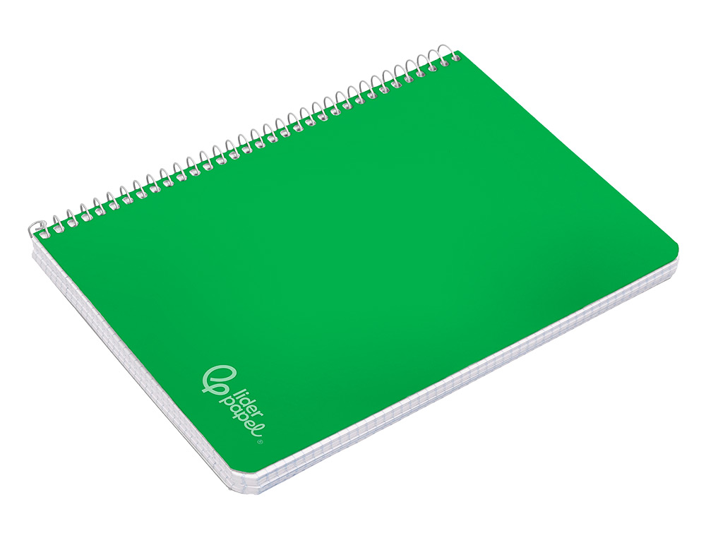 CUADERNO ESPIRAL LIDERPAPEL A4 WITTY TAPA DURA 80H 90GR CUADRO 4MM CON MARGEN COLOR VERDE