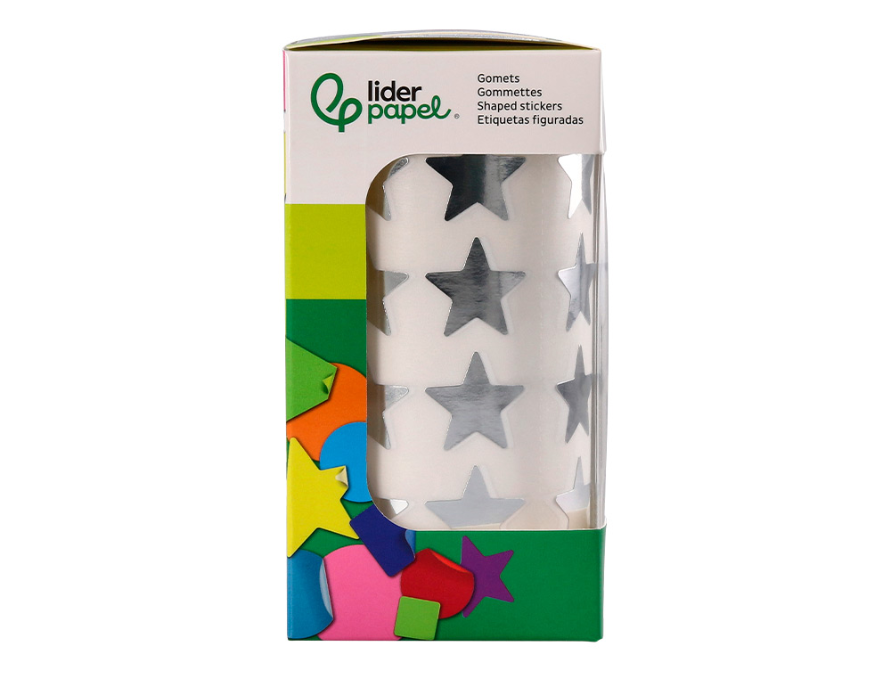 GOMETS LIDERPAPEL AUTOADHESIVO ESTRELLAS PLATEADAS 20 MM 1500 UNIDADES EN CAJA DE CARTON