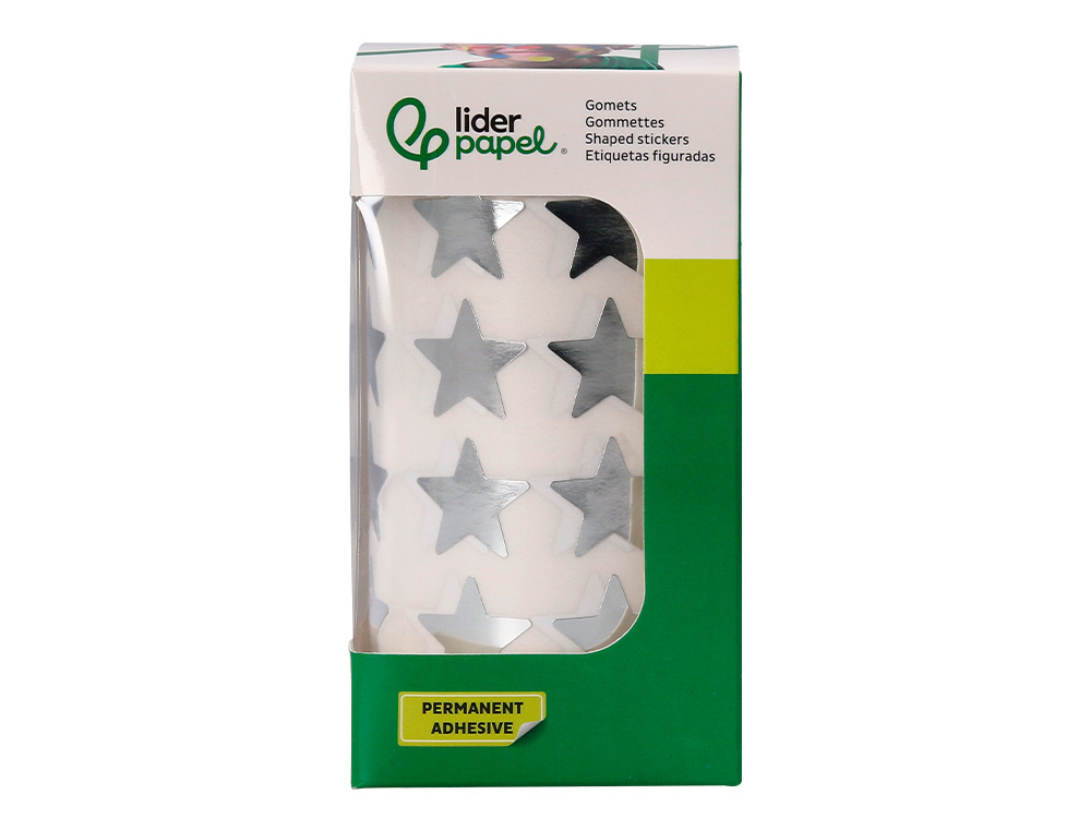 GOMETS LIDERPAPEL AUTOADHESIVO ESTRELLAS PLATEADAS 20 MM 1500 UNIDADES EN CAJA DE CARTON