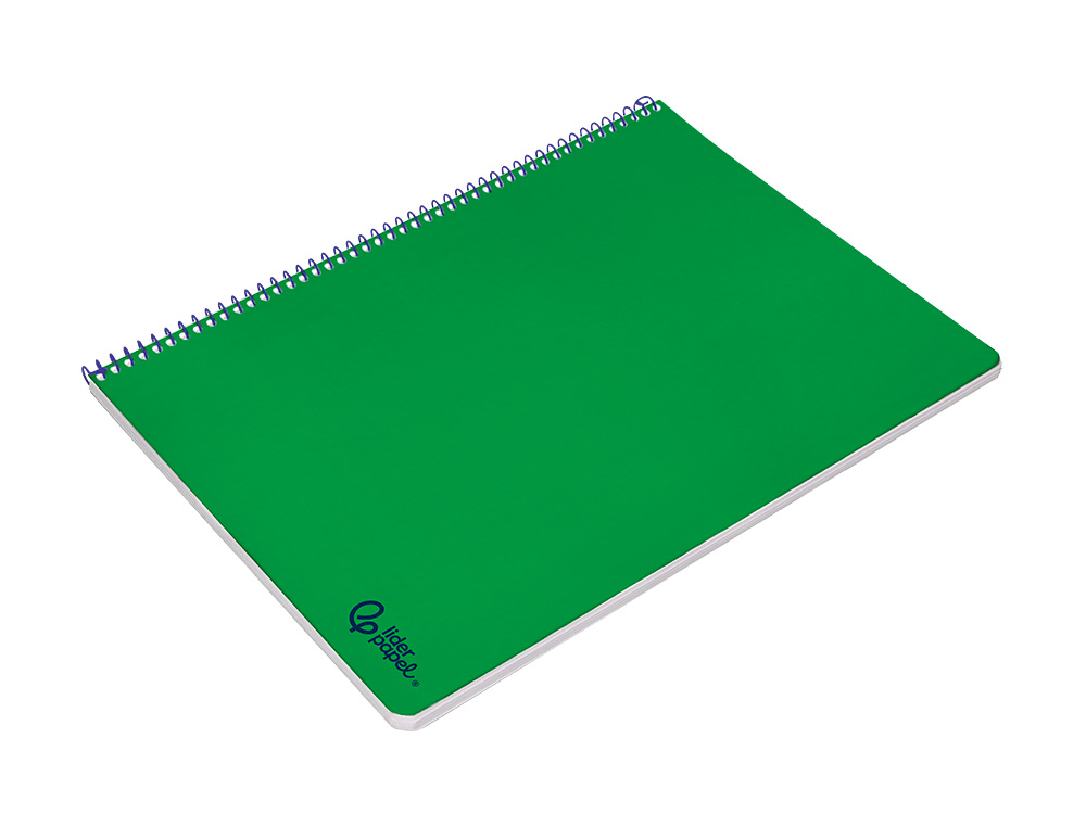 CUADERNO ESPIRAL LIDERPAPEL A4 SMART TAPA BLANDA 80H 75GR PAUTA 3,5MM CON MARGEN COLOR VERDE