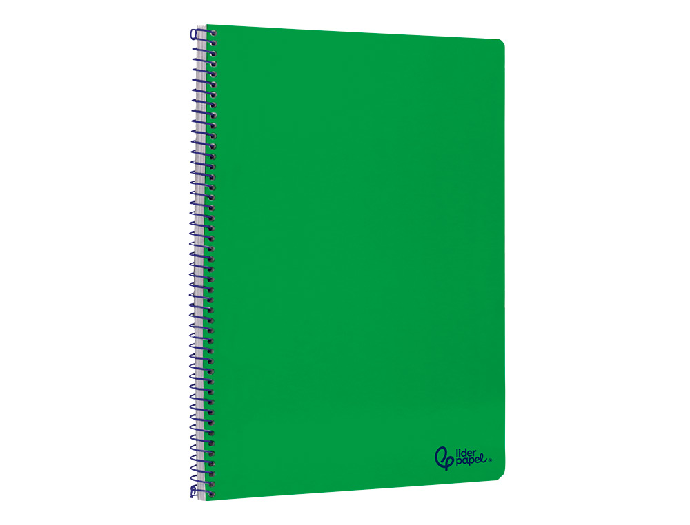 CUADERNO ESPIRAL LIDERPAPEL A4 SMART TAPA BLANDA 80H 75GR PAUTA 3,5MM CON MARGEN COLOR VERDE