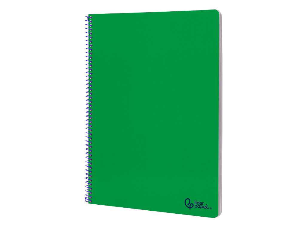 CUADERNO ESPIRAL LIDERPAPEL A4 SMART TAPA BLANDA 80H 75GR PAUTA 3,5MM CON MARGEN COLOR VERDE