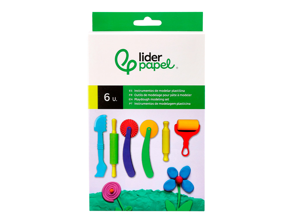 INSTRUMENTOS DE MODELAR LIDERPAPEL PARA PLASTILINA CAJA DE 6 PIEZAS SURTIDAS