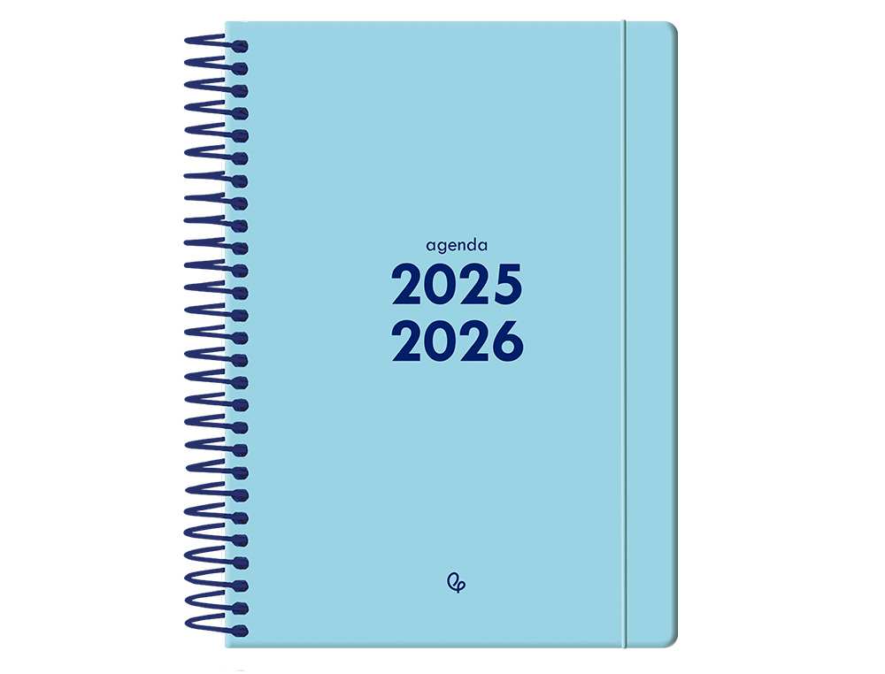 AGENDA ESCOLAR LIDERPAPEL 25-26 ESPIRAL BASIC AZUL 2 DIAS PAGINA A5 BILINGE PAPEL FSC 70 GR