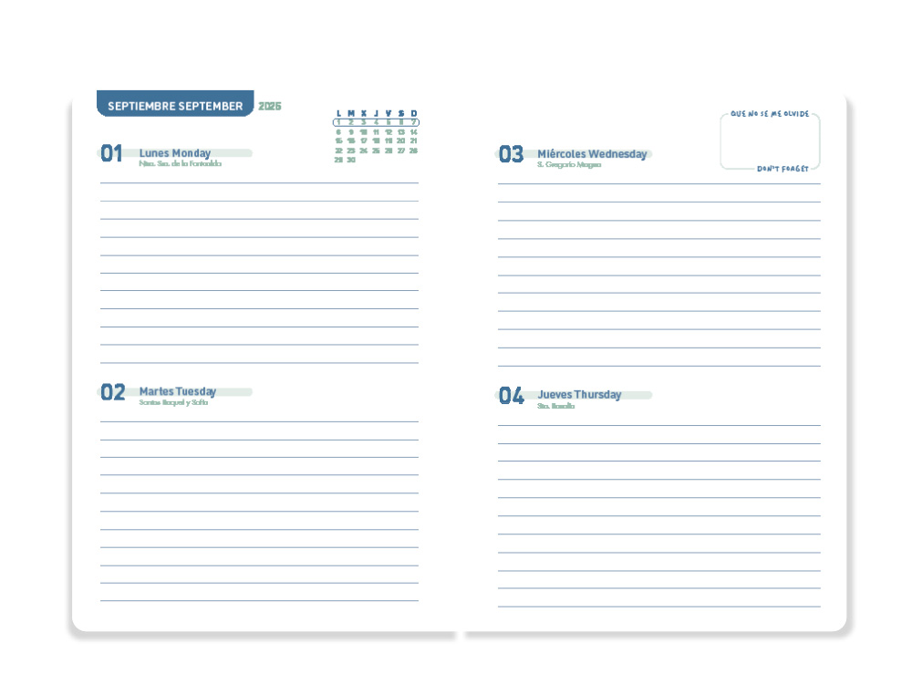 AGENDA ESCOLAR LIDERPAPEL 25-26 ESPIRAL BASIC AZUL 2 DIAS PAGINA A5 BILINGE PAPEL FSC 70 GR