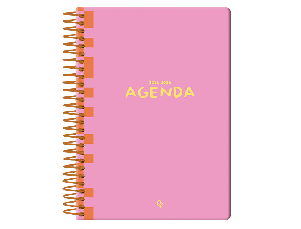 AGENDA ESCOLAR LIDERPAPEL 25-26 ESPIRAL CLASSIC ROSA DIAPAGINA A5 BILINGE PAPEL FSC 70 GR