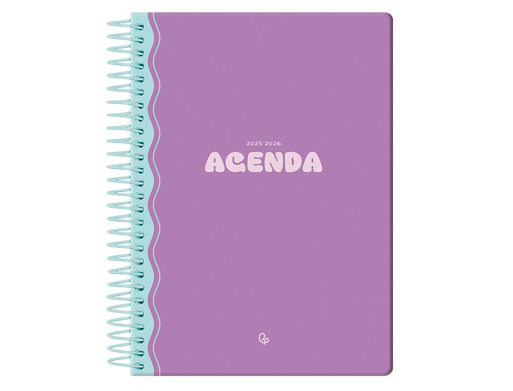 AGENDA ESCOLAR LIDERPAPEL 25-26 ESPIRAL CLASSIC MORADO DIA PAGINA A5 BILINGÜE PAPEL FSC 70 GR