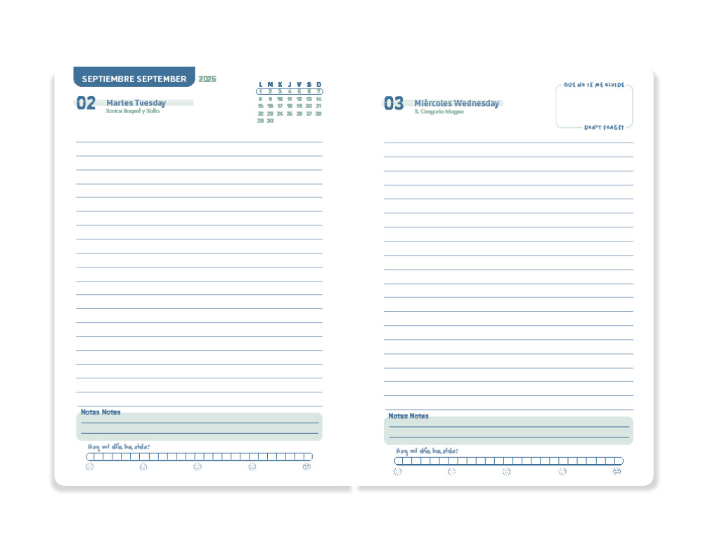 AGENDA ESCOLAR LIDERPAPEL 25-26 ESPIRAL CLASSIC MORADO DIA PAGINA A5 BILINGÜE PAPEL FSC 70 GR