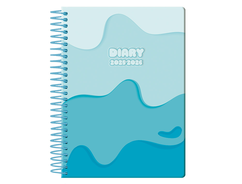 AGENDA ESCOLAR LIDERPAPEL 25-26 ESPIRAL MELTING AZUL SEMANA VISTA A6 BILINGÜE PAPEL FSC 80 GR
