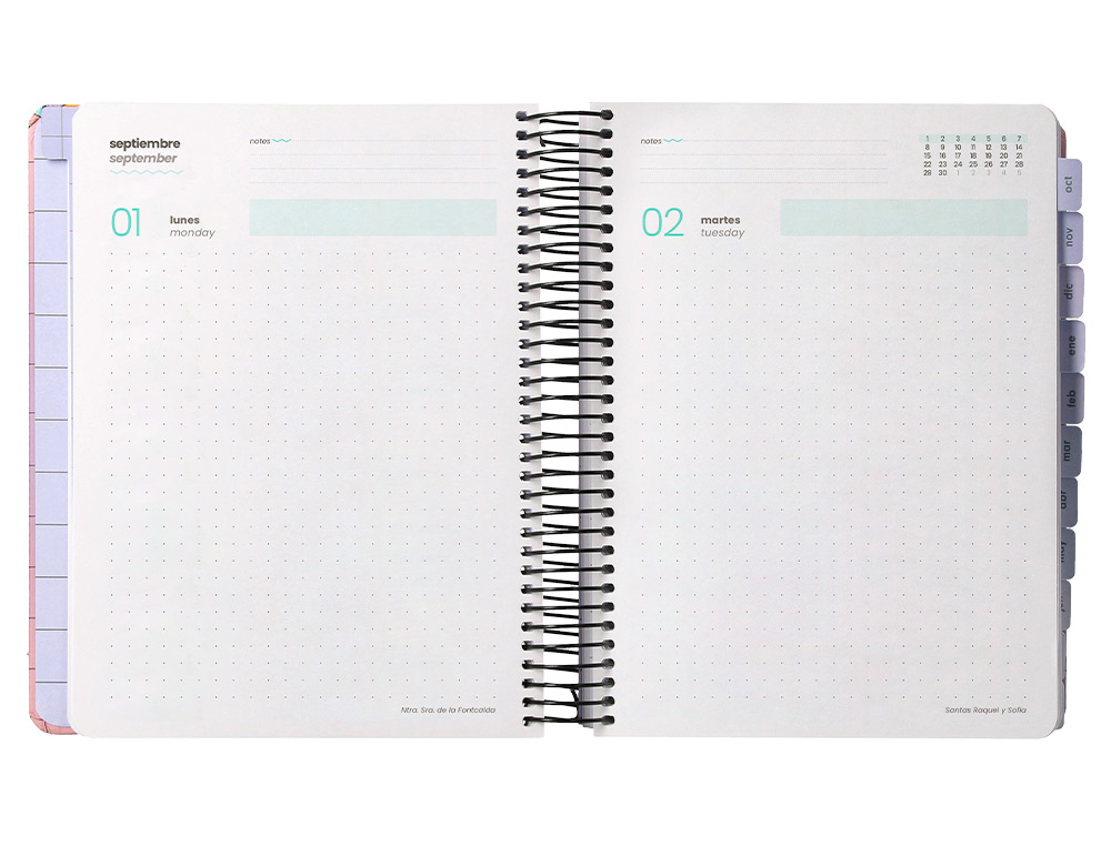 AGENDA ESCOLAR LIDERPAPEL 25-26 ESPIRAL PIXEL MORADO DIA PAGINA A5 BILINGE PAPEL FSC 80 GR