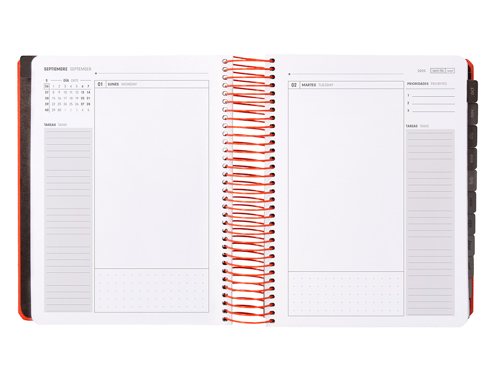 AGENDA ESCOLAR ANTARTIK 25-26 ESPIRAL NEON ROSA DIA PAGINA A5 BILINGE PAPEL FSC 80 GR