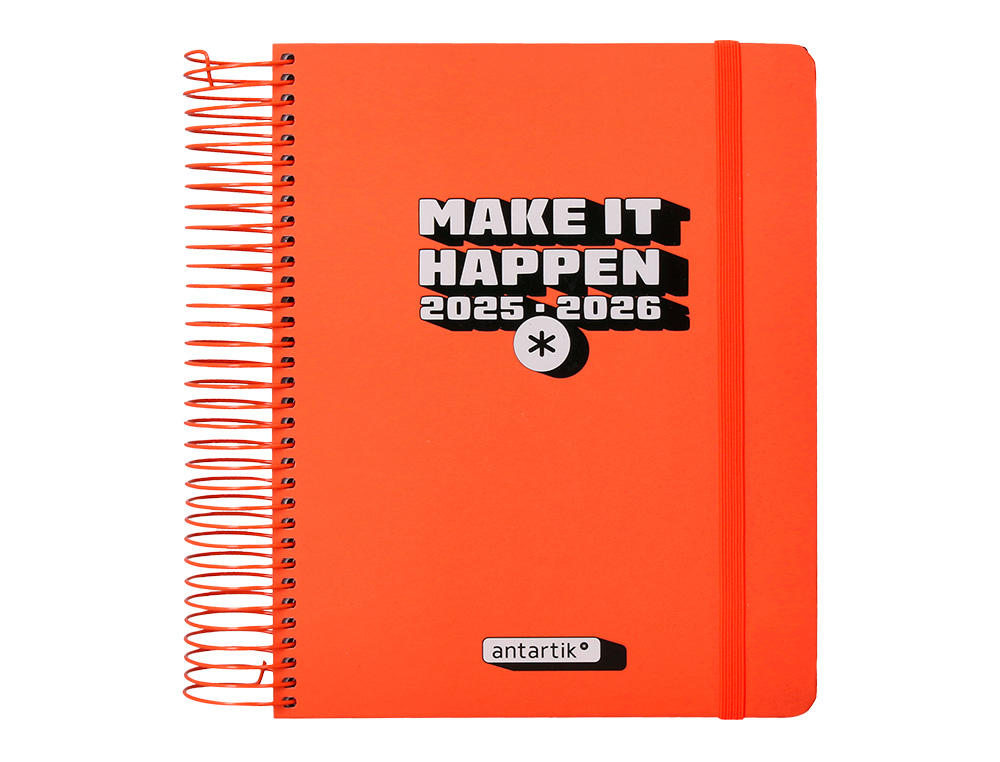 AGENDA ESCOLAR ANTARTIK 25-26 ESPIRAL NEON ROSA DIA PAGINA A5 BILINGE PAPEL FSC 80 GR