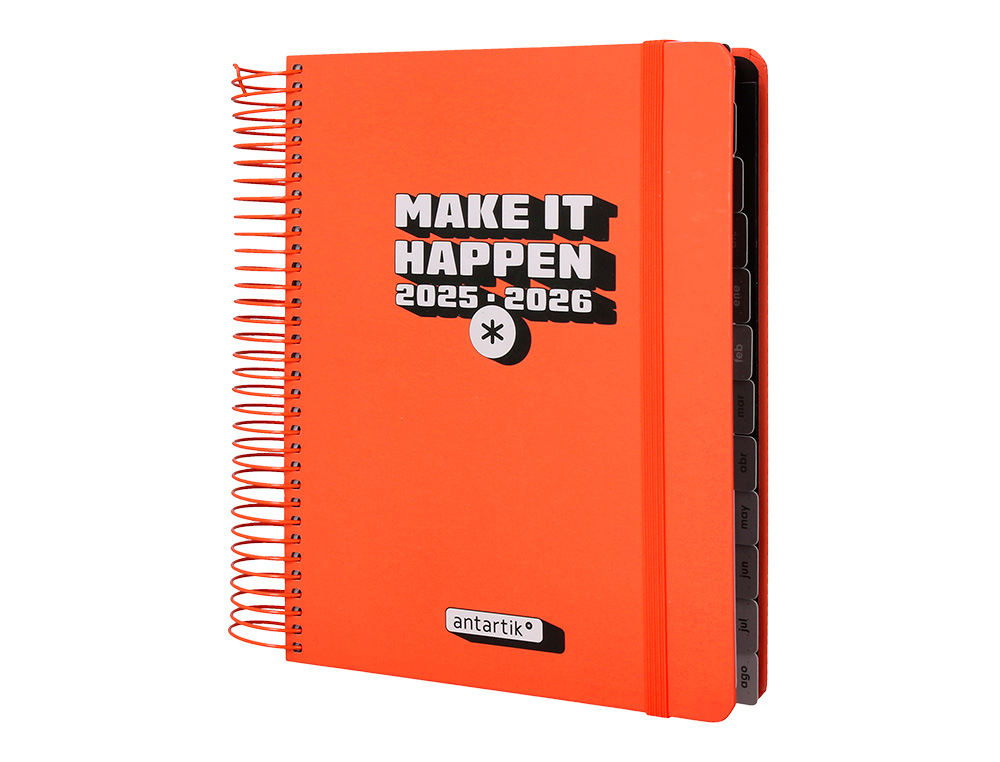 AGENDA ESCOLAR ANTARTIK 25-26 ESPIRAL NEON ROSA DIA PAGINA A5 BILINGE PAPEL FSC 80 GR