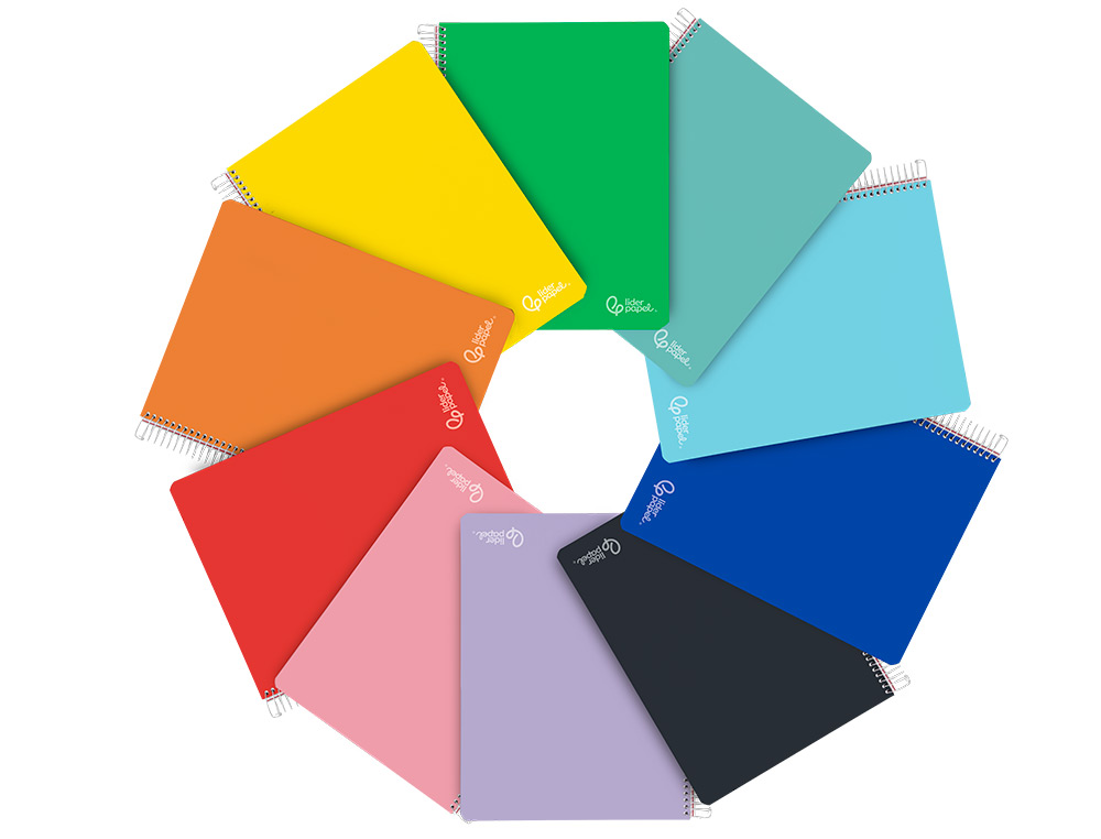 CUADERNO ESPIRAL LIDERPAPEL A4 MICRO WITTY TAPA DURA 120H 90GR CUADRO 5MM 5 BANDAS 4 TALADROS COLORES SURTIDOS