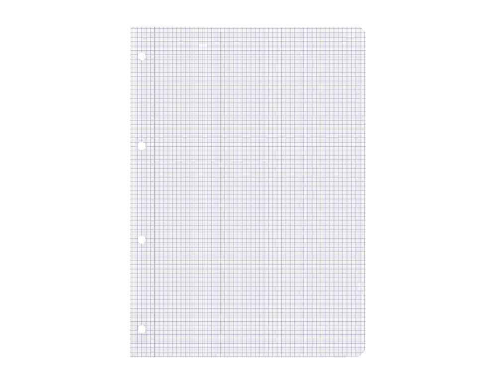 RECAMBIO LIDERPAPEL A4 100 HOJAS 100G/M2 CUADRO 5MM CON MARGEN 4 TALADROS