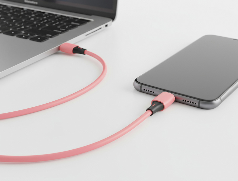 CABLE USB-C A USB-C Q-CONNECT PVC LONGITUD 2M ROSA