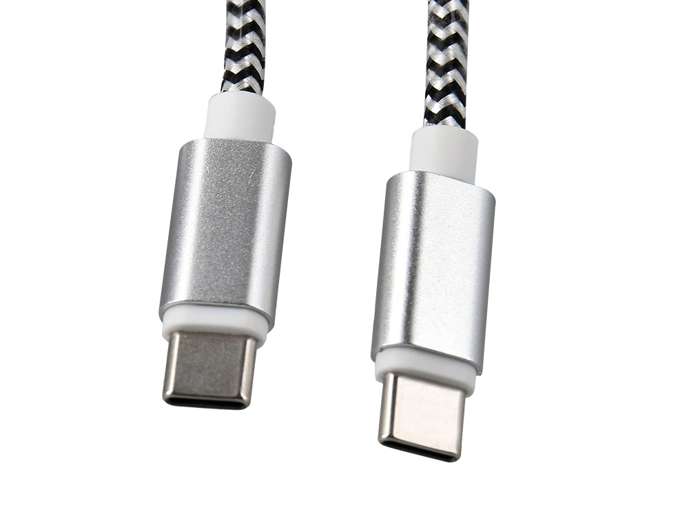 CABLE USB-C A USB-C Q-CONNECT NAILON LONGITUD 1M BLANCO
