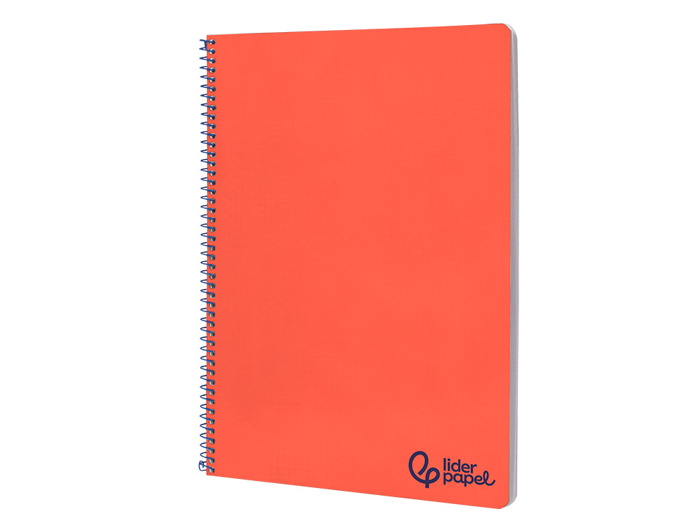 CUADERNO ESPIRAL LIDERPAPEL A4 WONDER TAPA PLASTICO 80H 90GR PAUTA ANCHA 3,5MM CON MARGEN COLOR ROJO