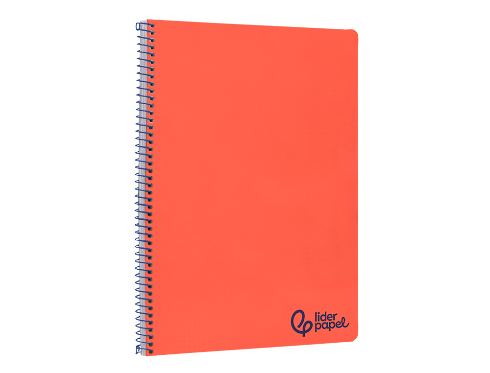 CUADERNO ESPIRAL LIDERPAPEL A4 WONDER TAPA PLASTICO 80H 90GR PAUTA ANCHA 3,5MM CON MARGEN COLOR ROJO