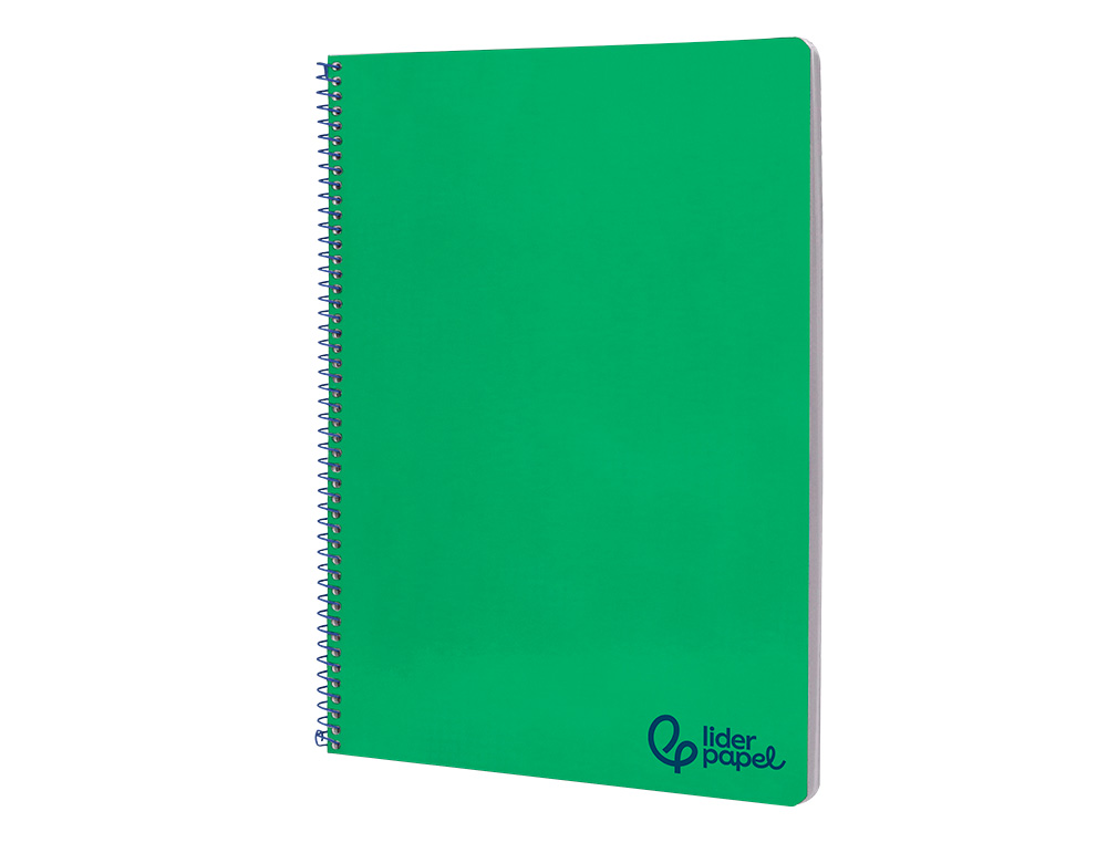 CUADERNO ESPIRAL LIDERPAPEL A4 WONDER TAPA PLASTICO 80H 90GR PAUTA ANCHA 3,5MM CON MARGEN COLOR VERDE OSCURO