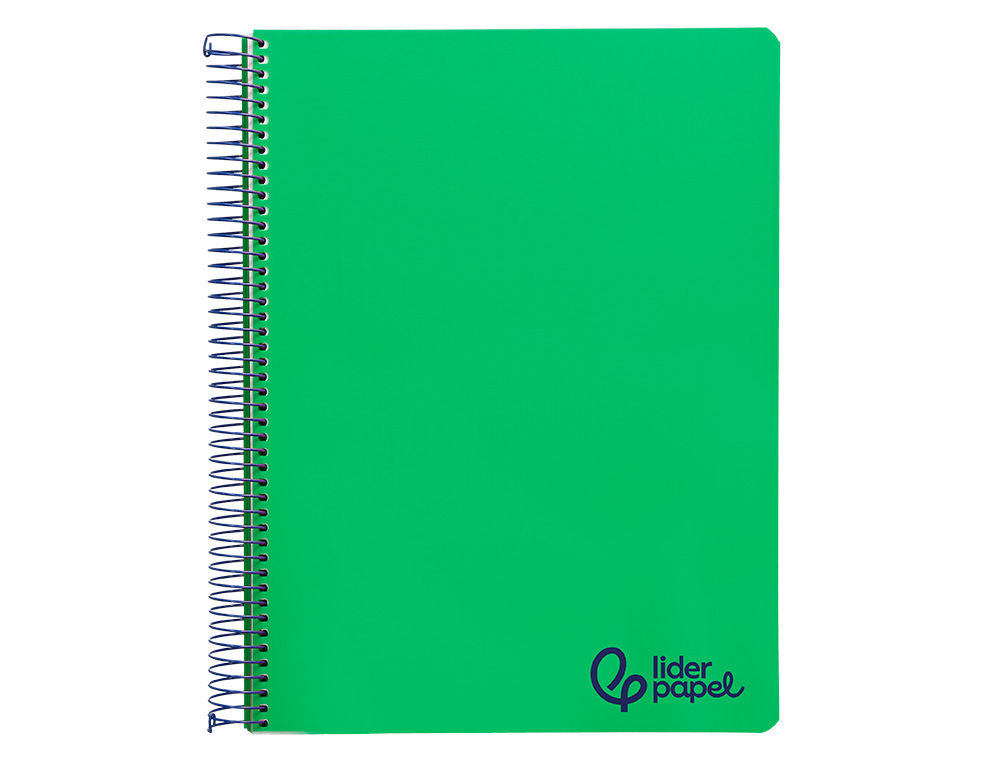 CUADERNO ESPIRAL LIDERPAPEL A4 MICRO WONDER TAPA PLASTICO 120H 90GR CUADRO 5MM 5 BANDAS 4 TALADROS COLOR VERDE OSCURO